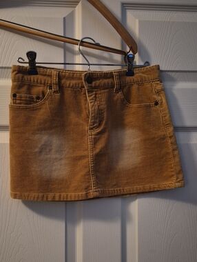 Women's Camel Corduroy Mini Skirt - Classic Casual Style